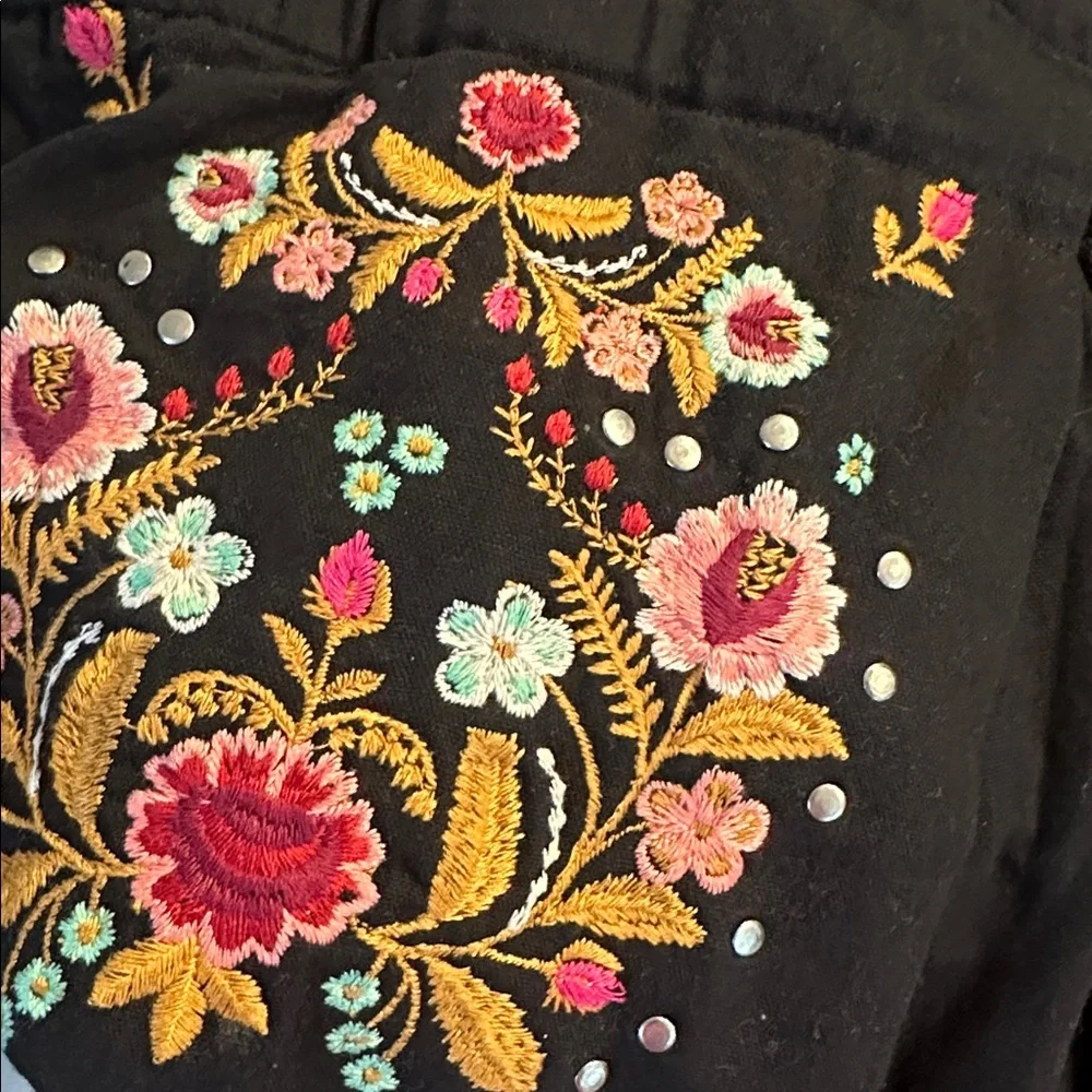 Zara Black Skirt with Colorful Embroidery